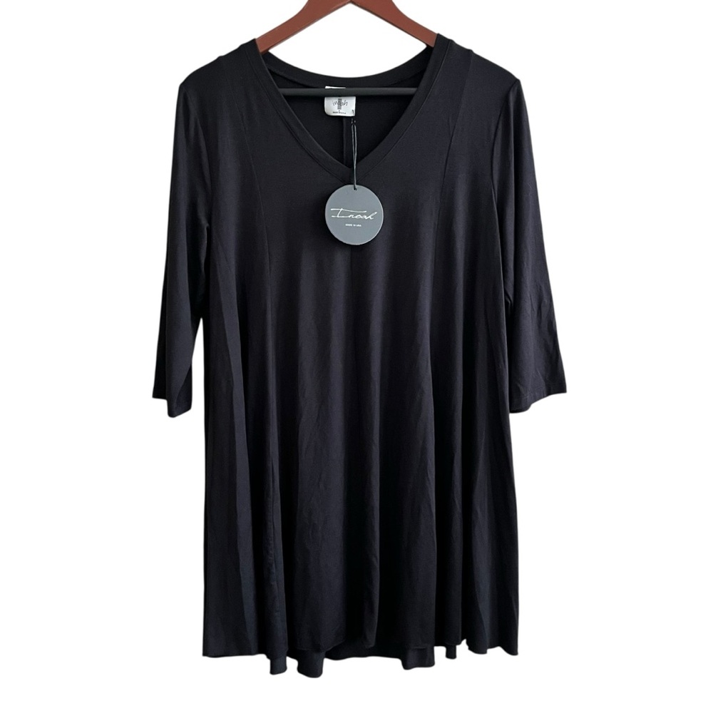 Inoah Black V-Neck A-Line Tunic Dress - Size Small